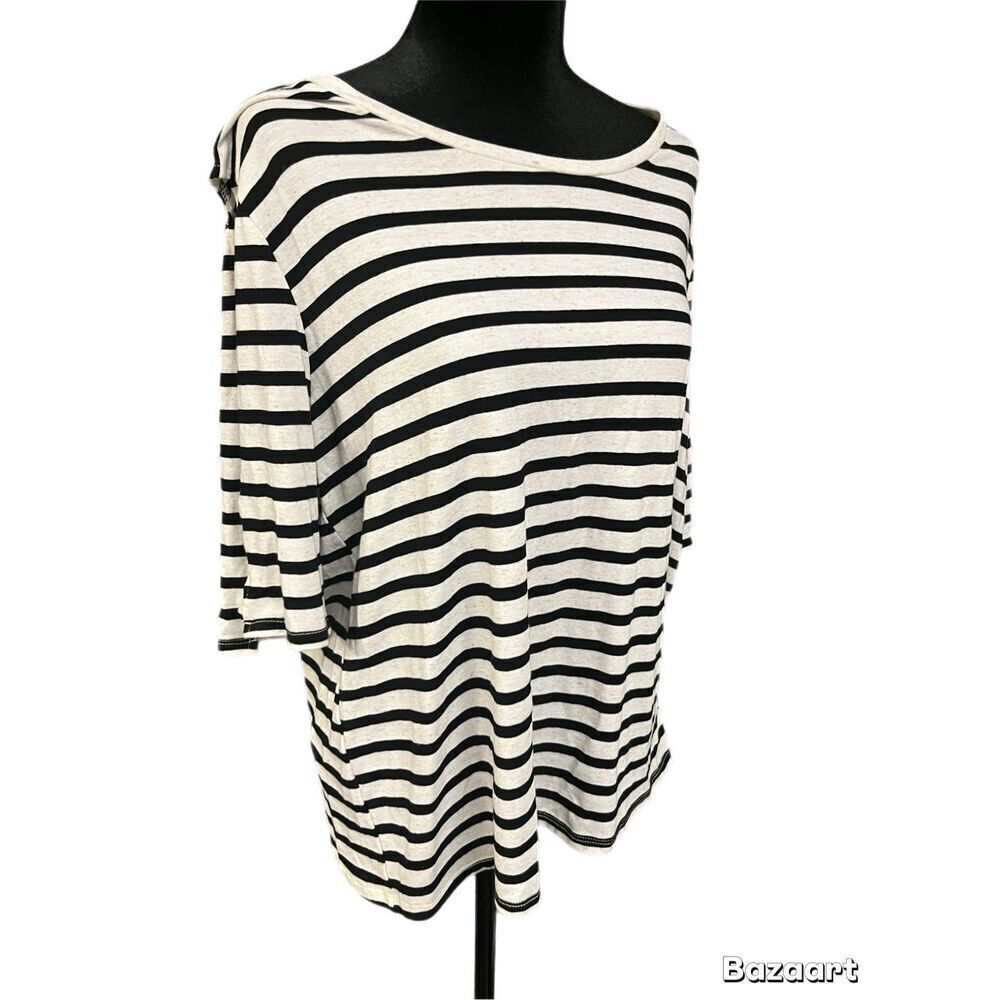 Retrology Striped Top With Cute Sleeves Detailing. Size XL